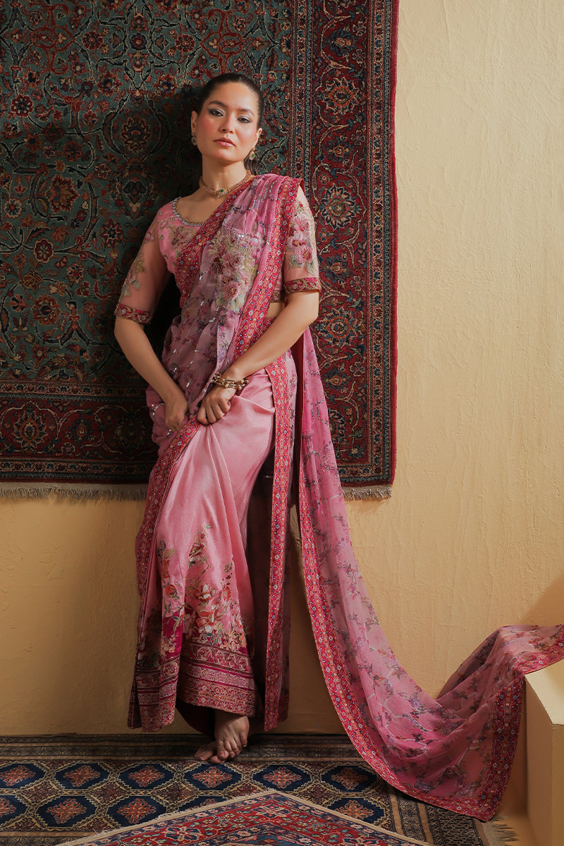 Rosewood Zari Fusion Saree - RTD