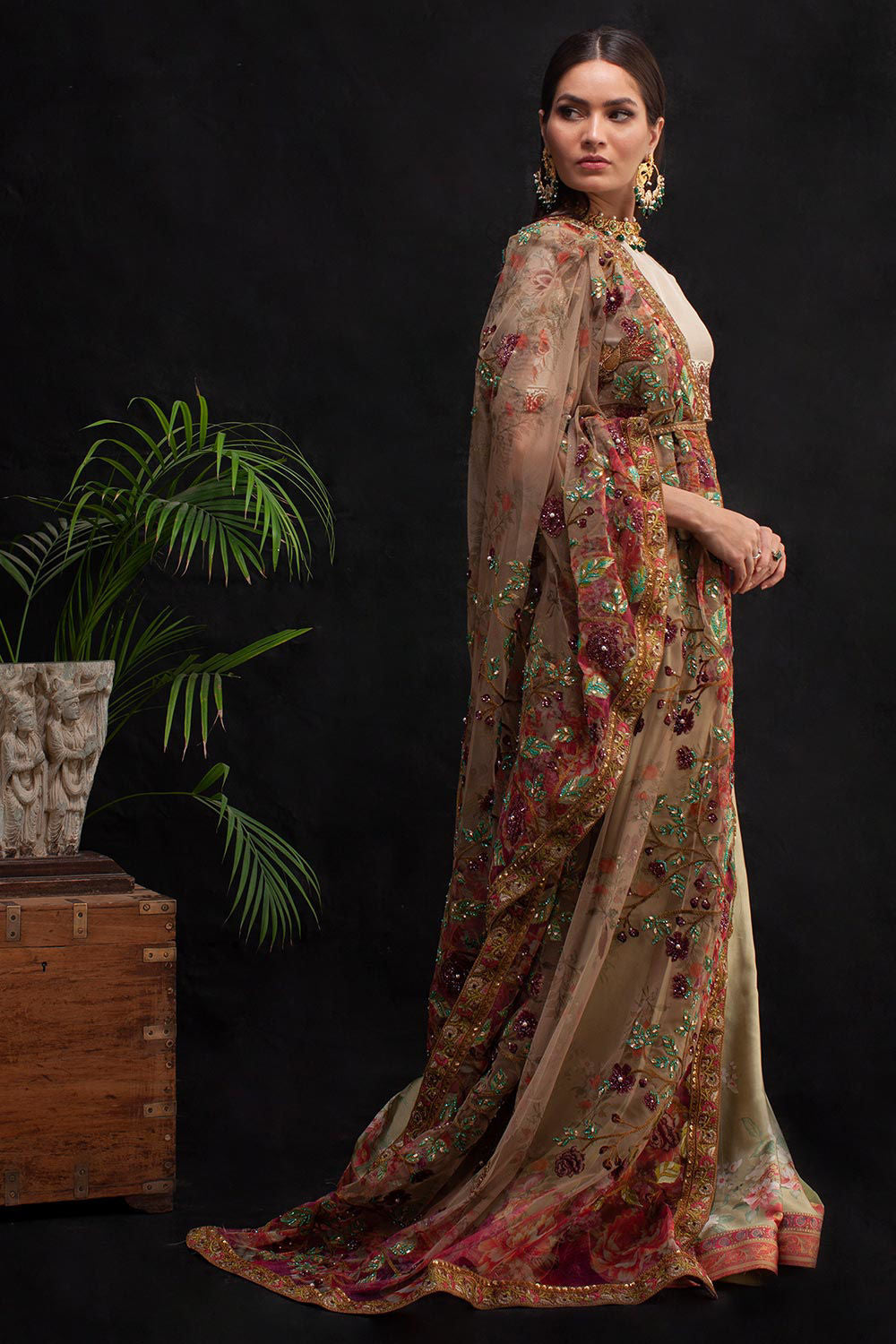 Green Floral Saari