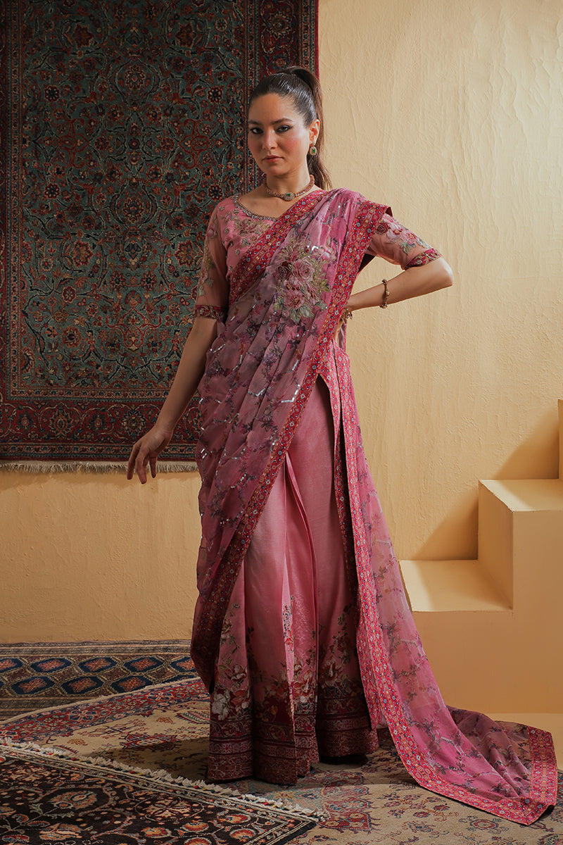 Rosewood Zari Fusion Saree - RTD