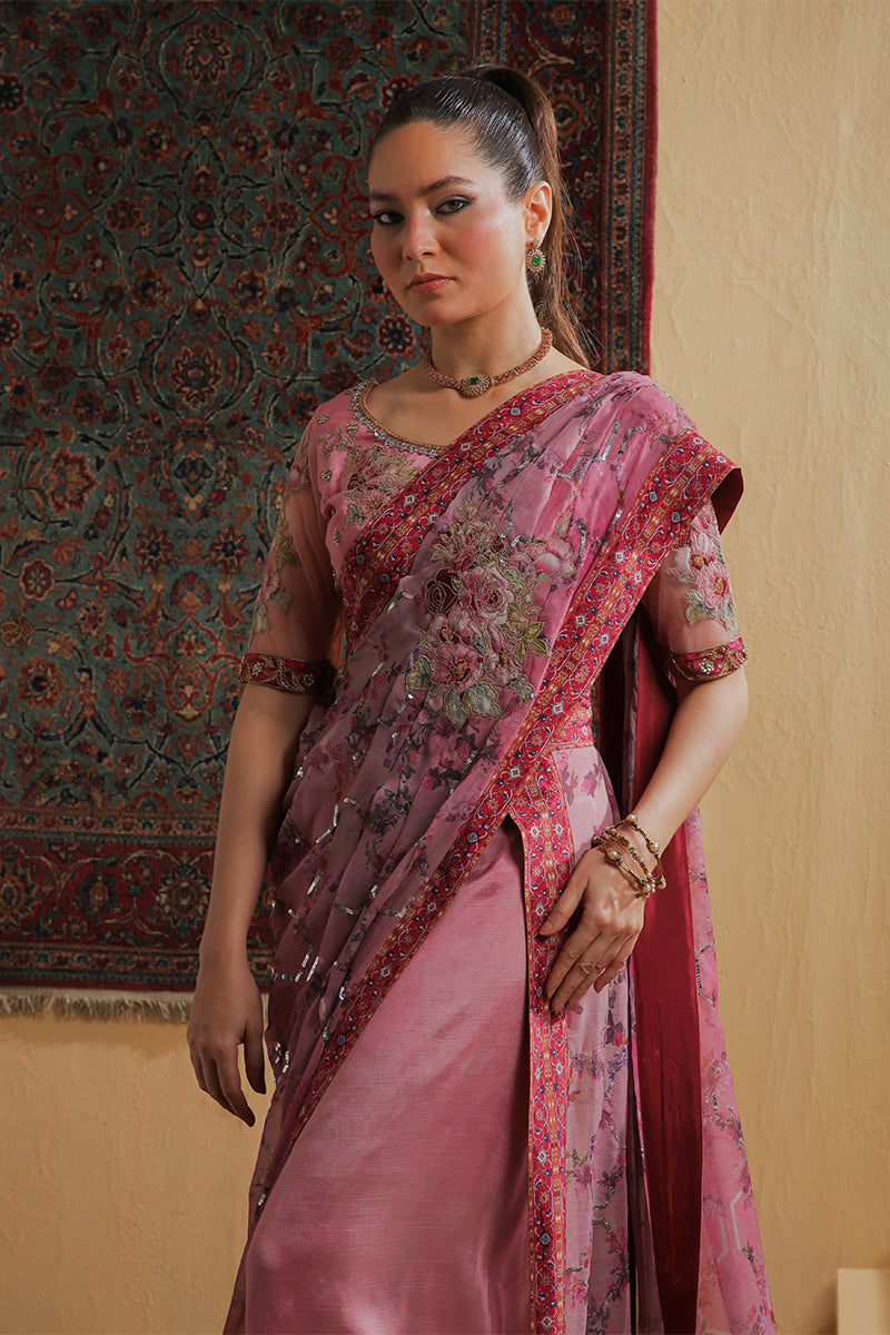 Rosewood Zari Fusion Saree - RTD