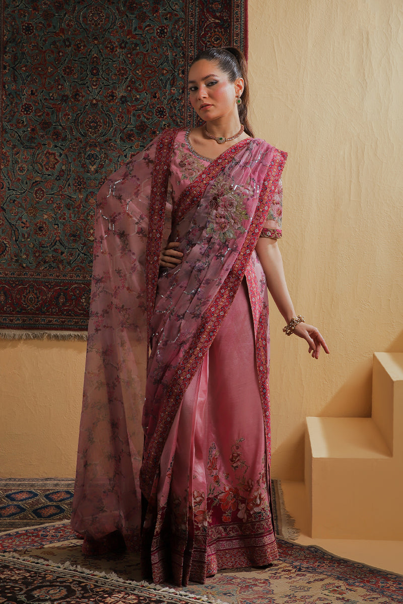 Rosewood Zari Fusion Saree - RTD