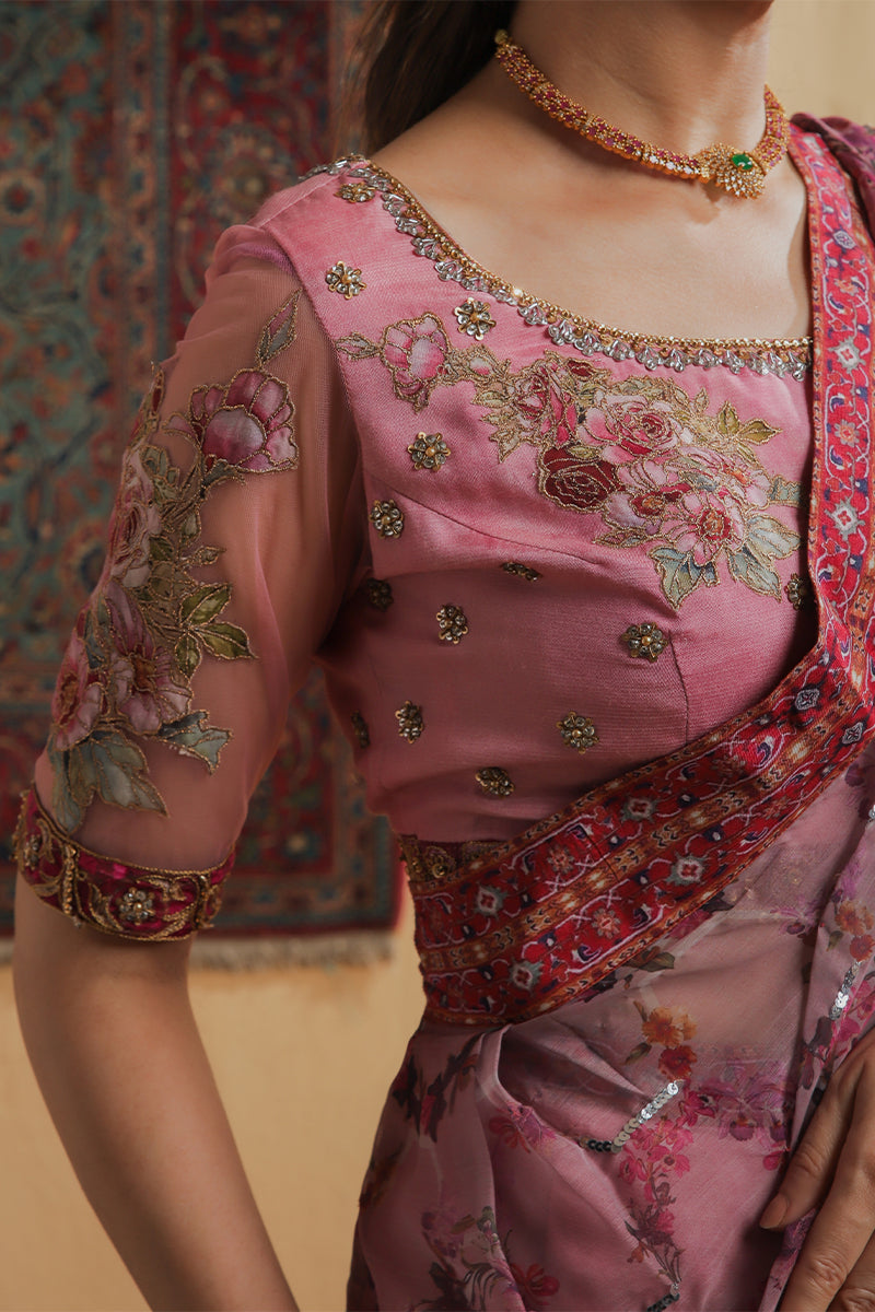 Rosewood Zari Fusion Saree - RTD