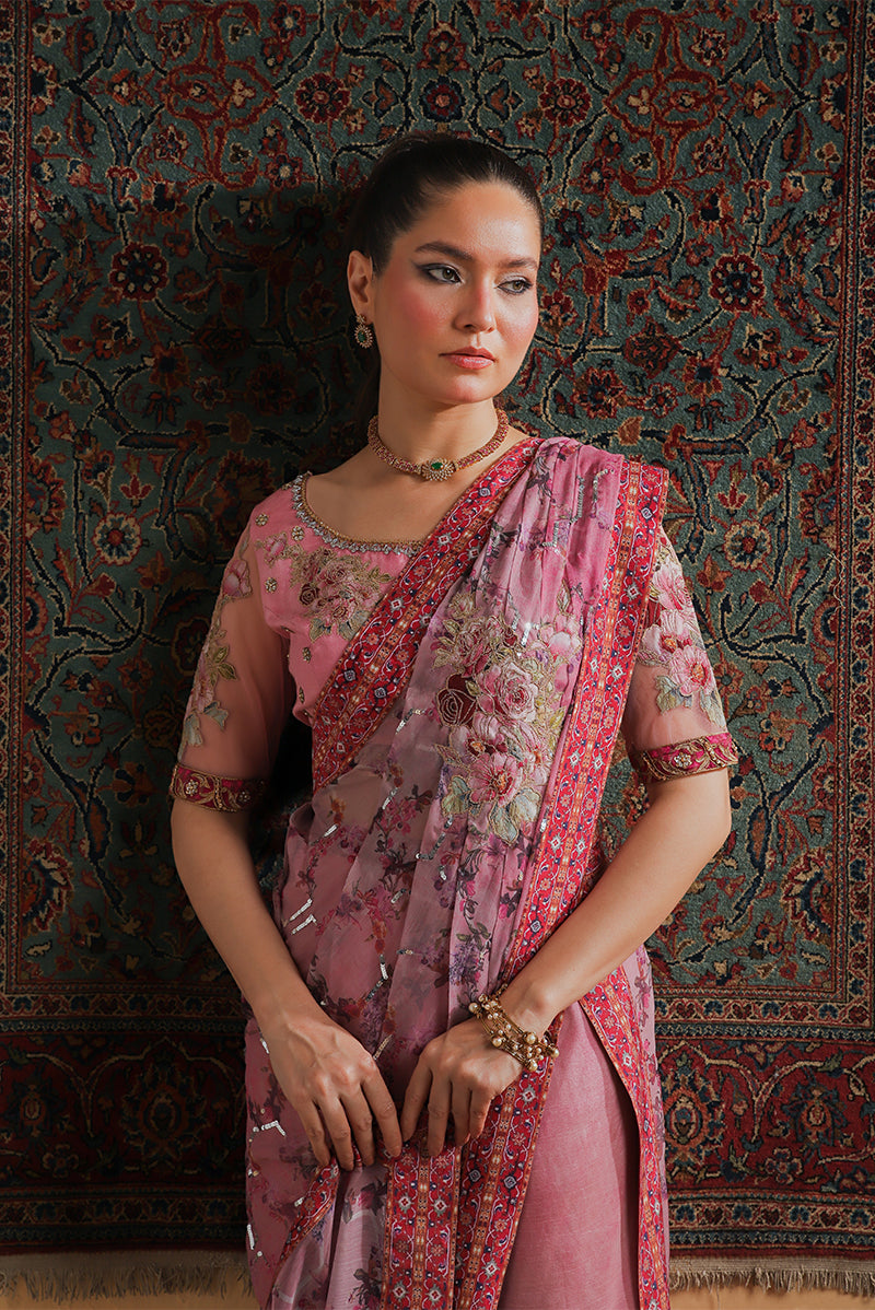Rosewood Zari Fusion Saree - RTD